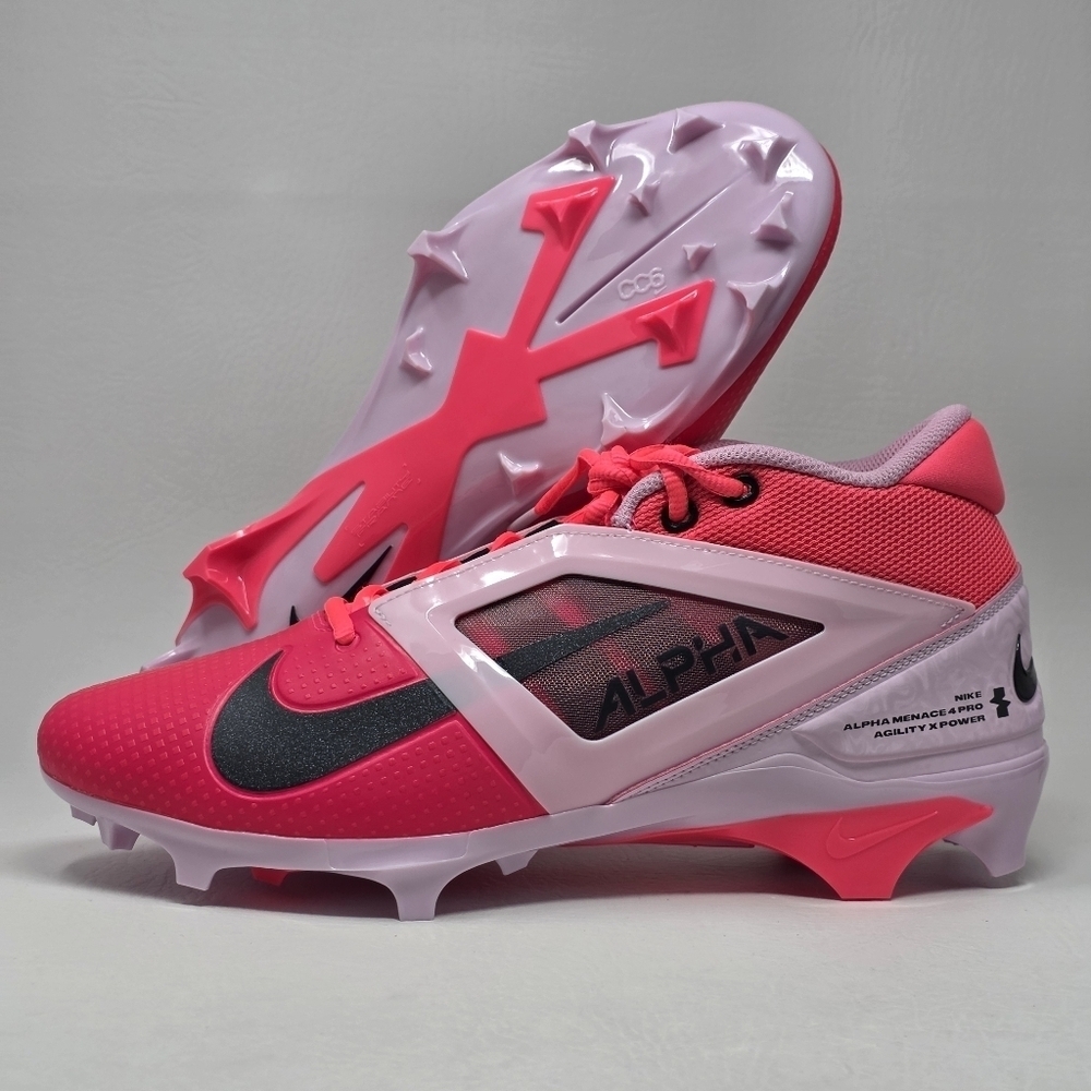 Nike Alpha Menace 4 Pro NRG Racer Pink/Grey Cleats Men's HJ4568-600 Size 10 New